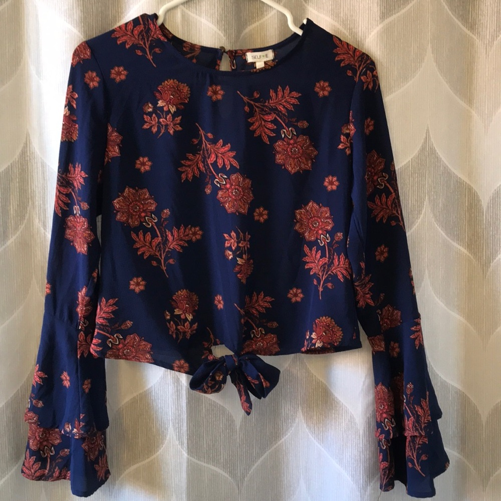 Blue floral blouse